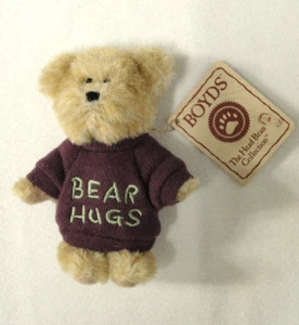 Boyds Bears Mini Bear Purple Sweatshirt BEAR HUGS Thinkin of Ya Series W Tags - Picture 1 of 4
