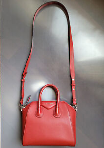Givenchy Mini Antigona Red Goat Skin Leather Satchel Shoulder Crossbody Hand Bag
