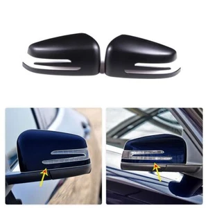Matte Black Rear View Mirror Cover Caps For Mercedes Benz C E GLK GLA GLC Class - Picture 1 of 9