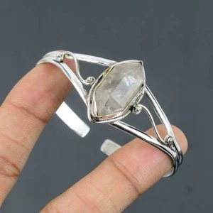 Herkimer Diamond Bangle 925 Silver Handmade Women Cuff Bracelet Jewelry #048 - Picture 1 of 4