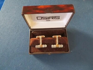 ancien bouton de manchette couleur or et argent Osiris - Photo 1/6