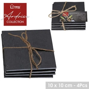 4x PLACAS PORTAVELAS DE PIZARRA ¡RACLETTE CUADRADO NATURAL REAL!! - Imagen 1 de 1