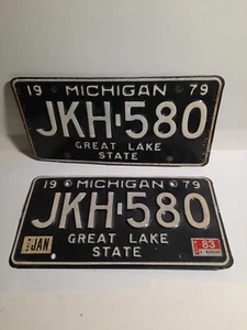 1979 Michigan Nummernschild Paar JKH 580 - Bild 1 von 1