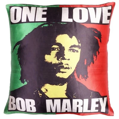 Ethnic Polydupion Pillow Cover Red 16 x 16 Printed Bob Marley Cushion Cover 1 Pc - Image 1 of 3