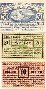 1920 Österreich WAIDHOFEN Kompletter Satz 10 25 und 50 Heller Notgeld  - Bild 1 von 2