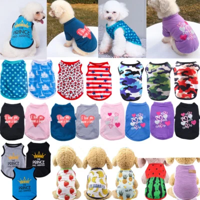 Cute Cat Dog Clothes Puppy Small Dog Shirt Printed Sleeveless Pet Vest T-shirt C - Image 1 of 4