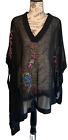 Caite Sheer Black Embroider Beaded Sequins Cape Wrap Formal Evening Asymmetrical