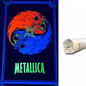 Poster Vintage RARO anni 90 Metallica Ying Yang Heavy Metal Blacklight 34,5”x22” NUOVO - Foto 1 di 4