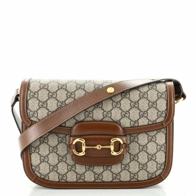 Gucci Horsebit 1955 GG Shoulder Bag Small Beige/Brown Microfiber/Suede