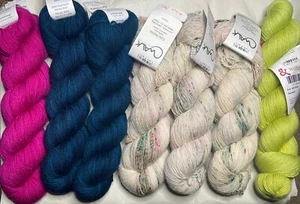 Miss Babs Yummy 2ply + Walk Cozy Merino + Rohrspatz & Wollmeise 7-skein Knit kit - Picture 1 of 4