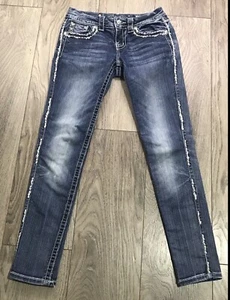 y2k women's lowrise Miss Me cuffed skinny blue denim jeans JE8010CK4 Size 26 - Picture 1 of 9