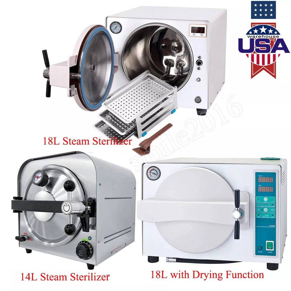 Esterilizador autoclave de vapor médico dental 14/18L función de esterilización/secado Foto 1 de 1