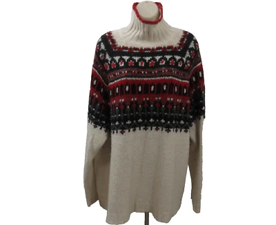 Venezia Jeans Turtleneck Sweater Womens Plus 26/28 Fair Isle Pullover Wool Blend - Изображение 1 из 4