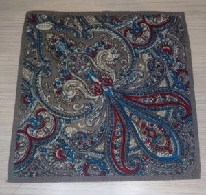 Beautiful Design Eton Pocket Square 100% Wool Italian Made Brown Blue Burgundy - Picture 1 of 5