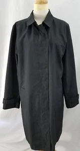 Express Womens Long Solid Black Coat Button Down Lined Polyester Large - Picture 1 of 8