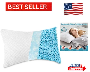 Memory Foam Pillow Standard Queen Shredded Side Sleepers,Orthopedic Neck Pillow - Picture 1 of 7