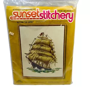 Kit ricamo cucitura tramonto 2501 prima del vento nave vela vintage - Foto 1 di 3