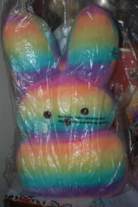 HUGE JUMBO PLUSH PEEPS RAINBOW STRIPED BUNNY EASTER GIFT 38" TALL PILLOW TOY - Picture 1 of 4