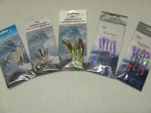 10 Feather Hokki Lures Sea Fishing Mackerel Herring Cod Pollock Bass Boat Rigs - Picture 1 of 6