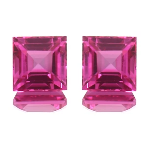 Paar natürliche rosa Ceylon-Saphir 10 x 10 mm AAA-Qualität lose quadratisch Edelsteinschliff - Bild 1 von 4