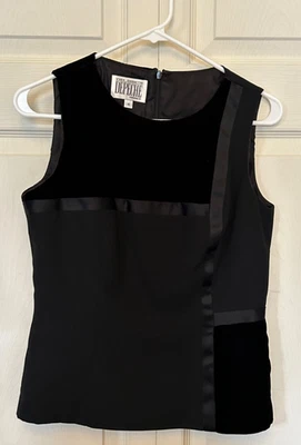 Top sin mangas de cinta de satén de terciopelo negro Yves Cossette Depeche Mode para mujer talla 4” Foto 1 de 4