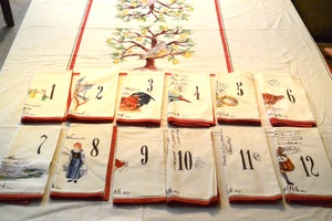 Tovaglia Williams Sonoma cotone 12 giorni di Natale 70x 108” + 12 tovaglioli usata in ottime condizioni - Foto 1 di 20