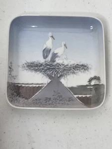 Plato cuadrado de porcelana vintage Bing & Grondahl cigüeña pájaro hecho en Dinamarca 4,75" - Imagen 1 de 13