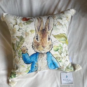 Beatrix Potter Peter Rabbit Square Decorative Pillow 18” NWT Easter Spring - Picture 1 of 10