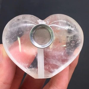 Pipa da fumo a forma di cuore quarzo cristallo trasparente naturale sigarette roccia curativa - Foto 1 di 6