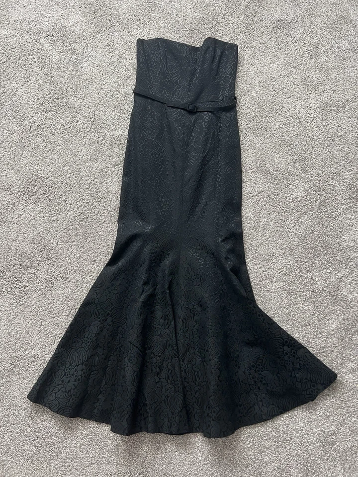 David Meister Size 8 Strapless Mermaid Ball Gown Black Baroque - Image 1 of 4