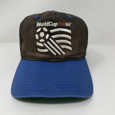 Vintage World Cup USA 1994 Hat Cap Snap Back Black Blue Soccer FIFA Faded 90s - Image 1 of 4