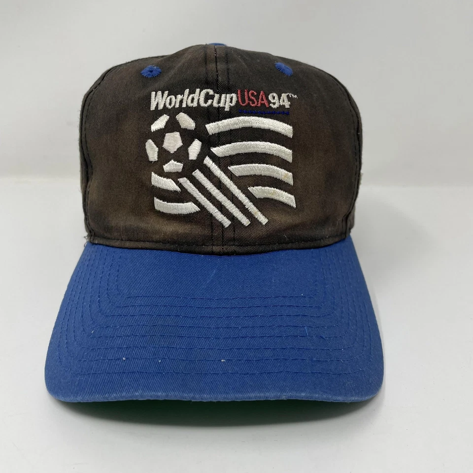 Vintage World Cup USA 1994 Hat Cap Snap Back Black Blue Soccer FIFA Faded 90s - Image 1 of 4