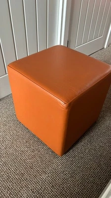 Leather foot stool pouffe - DFS - Image 1 of 4