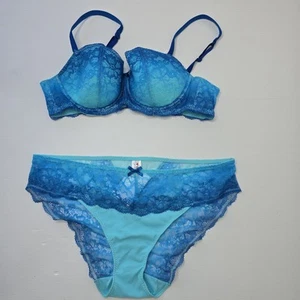 Intimo Set Bra & Panties, Bottoms Size 16 & Bra 14C Blue Ombre BNWT - Picture 1 of 10