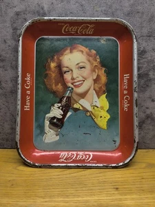 Vintage Coca Cola Have A Coke Tin Tray With Redheaded Woman - Picture 1 of 4