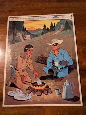 Rompecabezas completo con bandeja de marco plateado Whitman The Lone Ranger & Tonto 1967 vintage  Foto 1 de 4