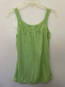 SO Vintage Y2K Mädchen limette Spitze getrimmt TANKTOP Größe Large (14) - Bild 1 von 4