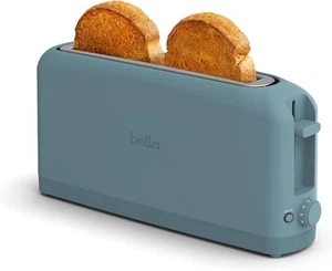 bella 2 Slice Slim Toaster, 6 Setting Shade Control w Reheat 2 Slice, Surf  - Picture 1 of 8