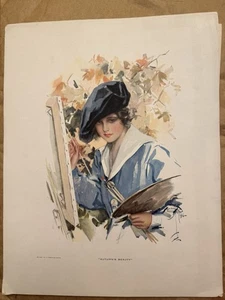Harrison Fisher Litografía Otoño’s Belleza Pintura Glamour Artista Firmado - Imagen 1 de 6