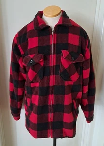 MAXXSEL RED PLAID FLEECE LINED SHIRT JACKET SIZE LARGE - Picture 1 of 9