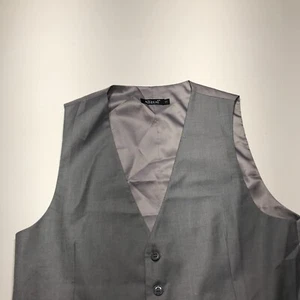 Alizeal Formal Vest Mens Size Small Gray Button Front Tuxedo Suit Waistcoat NEW - Picture 1 of 12
