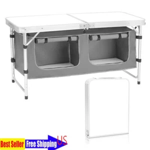 Mesa Plegable de Aluminio para Camping con Patas Ajustables Viaje Exterior Playa Patios Traseros - Imagen 1 de 7
