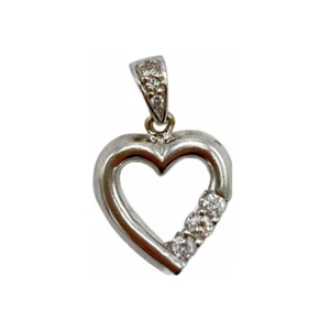 14k Gold "Past, Present, Future" Heart Charm W/ Diamonds - Picture 1 of 5