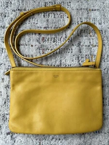 Celine Trio Small Crossbody Purse Bag Yellow Leather - Picture 1 of 14