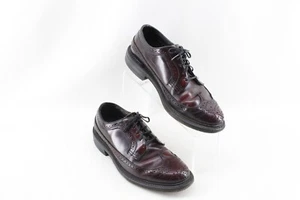 Vintage 70s 80s Mens Coburne Square Longwing Wingtip Shoes Size 7.5 D Burgundy - Picture 1 of 9