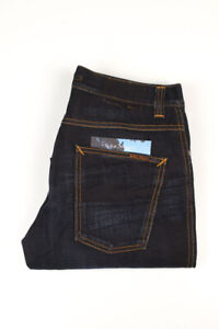 32889 Nudie Jeans Slim Jim Black Ink Dark Blue Men Jeans size 32/32