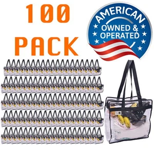 100-Pack Clear Stadium Approved Vinyl Bags 12x6x12" Zippers for Concerts Sports - Picture 1 of 11