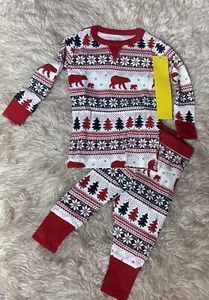 Pigiama bambino WonderShop accogliente set 2 pezzi rosso Fair Isle taglia 12 mo nuovo con etichette - Foto 1 di 7
