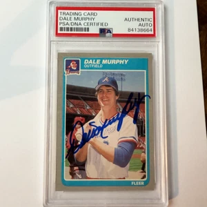 Dale Murphy Firmato 1985 Fleer #335 PSA Auto Autentico - Foto 1 di 2
