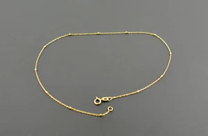 14K YELLOW OR WHITE .85MM ROUND CABLE wBOX STATIONS 10 inch ANKLET - Picture 1 of 3